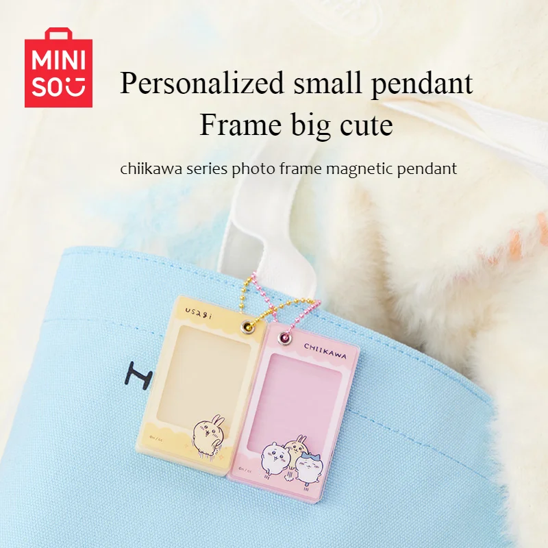 

MINISO Chiikawa Series Photo Frame Magnetic Pendant Hachiware Usagi School Bag Decoration Kawaii Keychain Children's Toy Gift