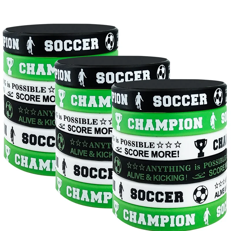 Bracelets en silicone pour fête de football, faveurs de fête de football, bracelet à thème sportif, décor de fête d\'anniversaire, enfants, adultes,