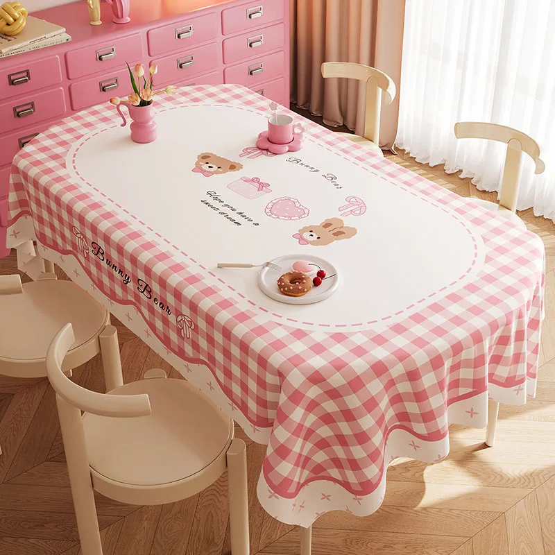 Girl Style Romantic Pvc Tablecloth High Quality Cozy Waterproof Table Cover for Party Soft Furniture Protector for Four Seasons