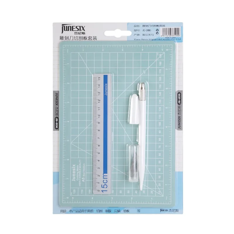 Multifunctional Craft Cutting Pad Set Single-Sided Cutting Mat A5 with Carving Knife Ruler for Leather Process DIY Carving - view 6
