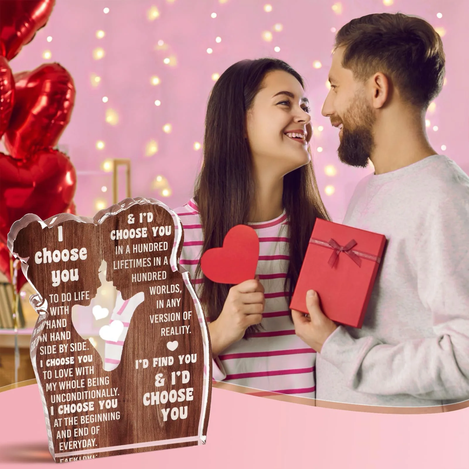 2026 هدايا عيد الحب الإبداعية نص غنائي الاكريليك زخرفة لمكتب خزانة Teapoy الموقد لوازم الديكور المنزل