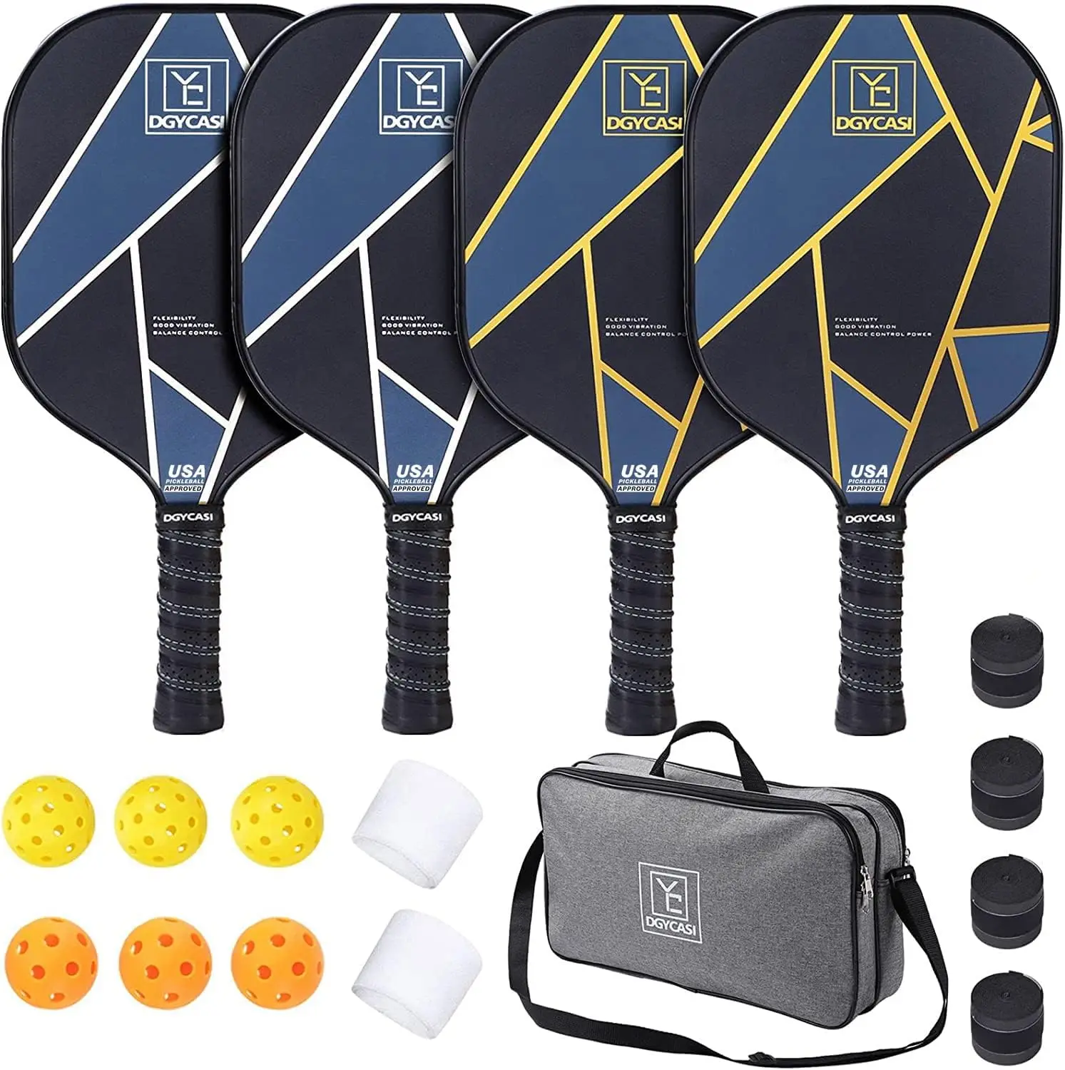 

YC DGYCASI Graphite Pickleball Paddles Set of 4, 2024 USAPA Approved, Carbon Fiber Surface (CHS), Polypropylene Lightweight Hone