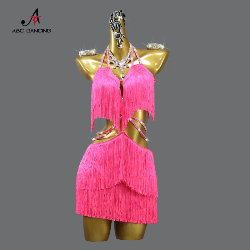 Novo vestido de dança latina competição sexy feminino bola roupas de festa menina crianças traje de baile senhoras linha terno prática wear