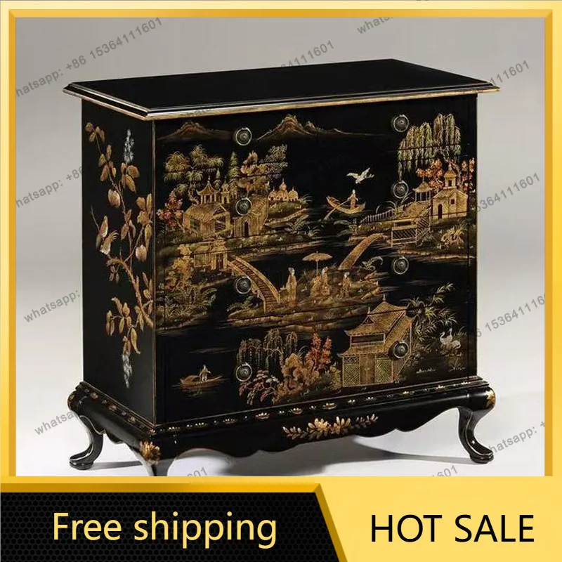 FG solid wood wall locker retro French painted storage drawer cabinet