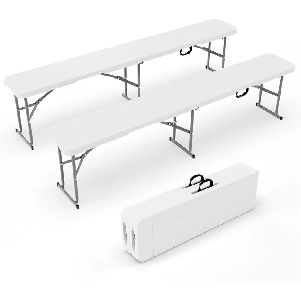 

Plastic Folding Bench,Portable in/Outdoor Picnic Party Camping Dining Seat, Garden Soccer Multipurpose Entertainin