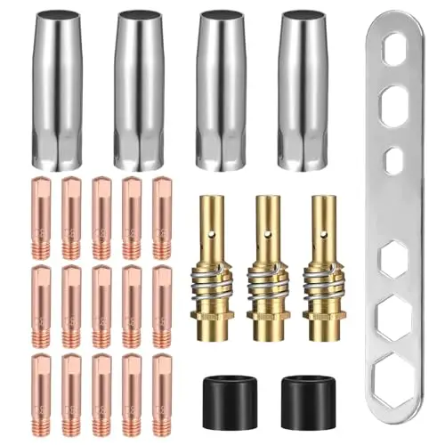 

25-piece Airless MIG Welding Consumables Set Shielding Gas Welding Machine Accessories For 15AK 0.8mm Welding Tool Accessories