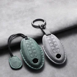 For Nissan X Trail T32 2020 Rogue Patrol Murano Htrail Maxima Altima Sentra Qashqai 5 Buttons Leather Car Remote Key Case Cover