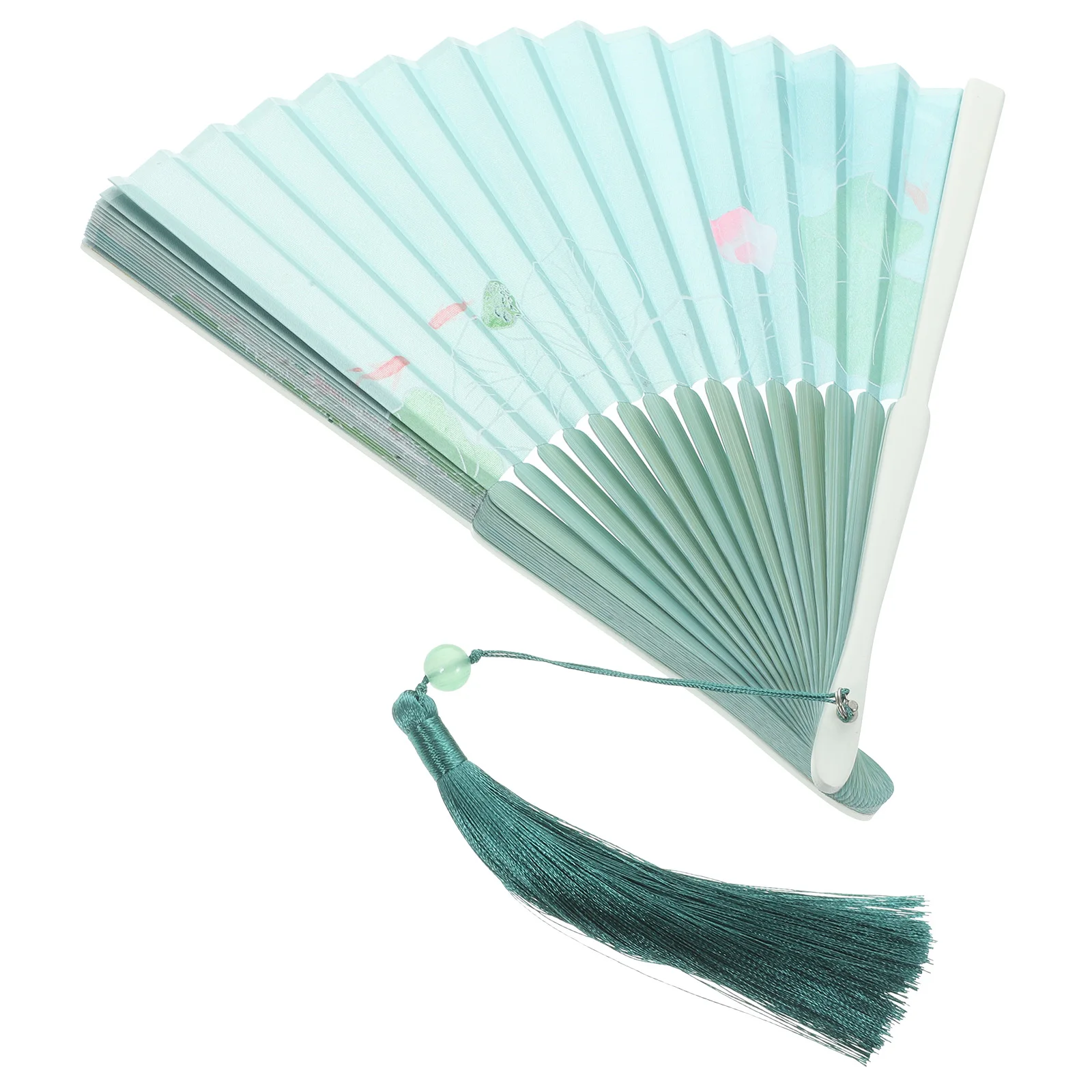 

Chinese Style Lotus Leaf Folding Bamboo Silk Handheld Decorative Fan for Party Dance Cosplay Lightweight Portable Foldable