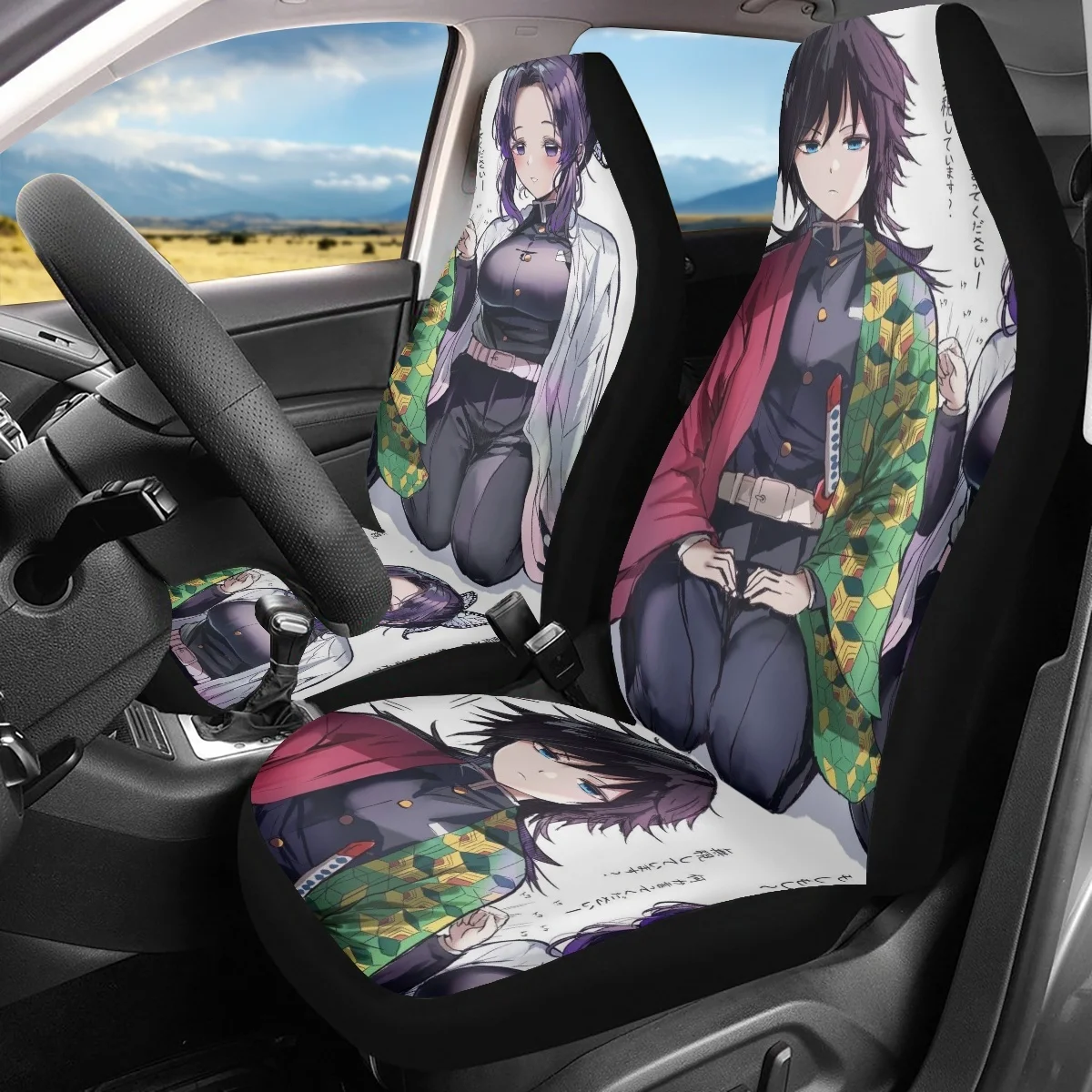 

Anime Ghost Face Blade Car Seat Covers Vehicles Interior Decor for Women Mens Front Seats Only Universal Fit 2 Pack Durable