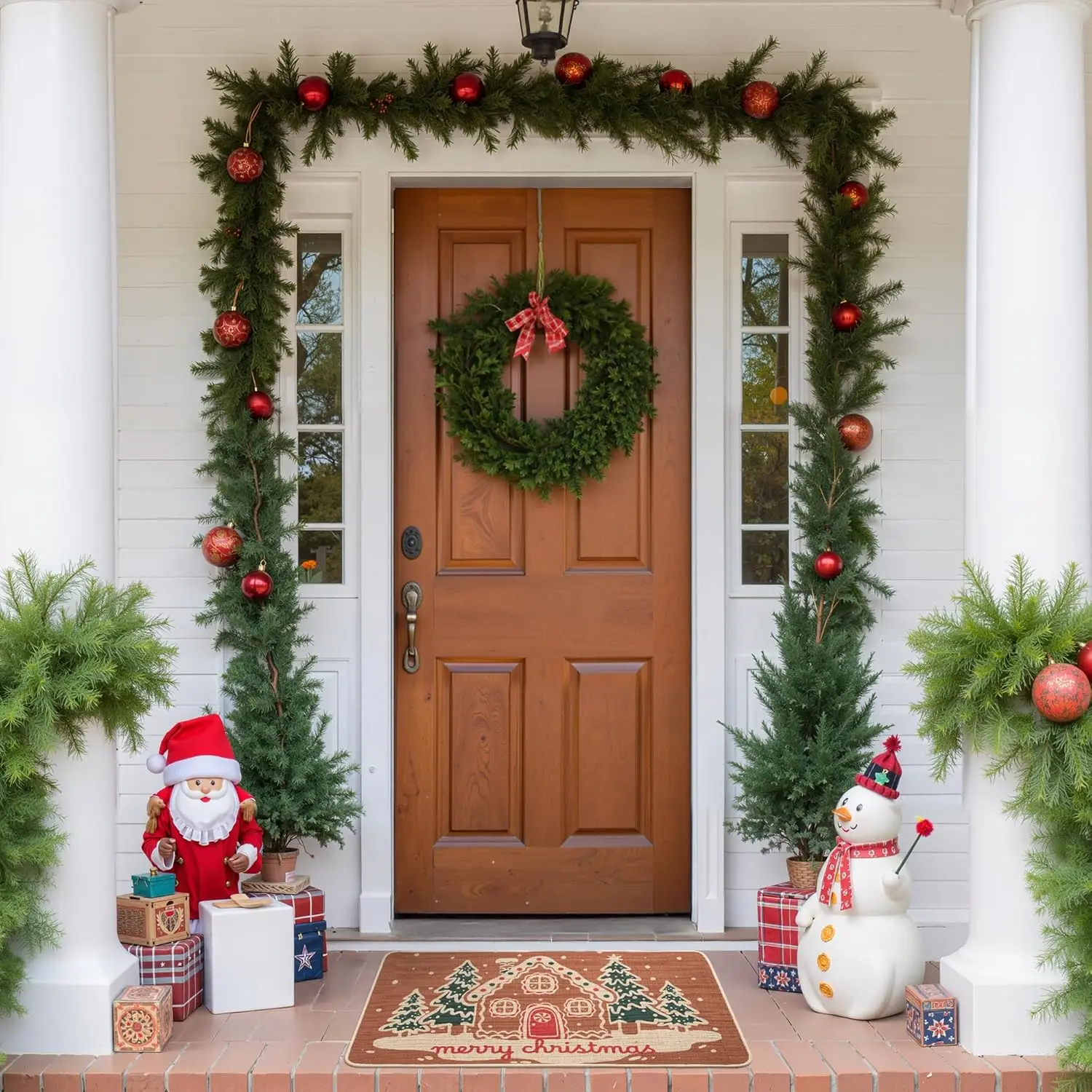 VIKAMA Christmas Cartoon Gingerbread House Door Mat, Non-Slip & Dirt-Proof, Winter Bathroom And Entrance Hall, Home Decor Carpet