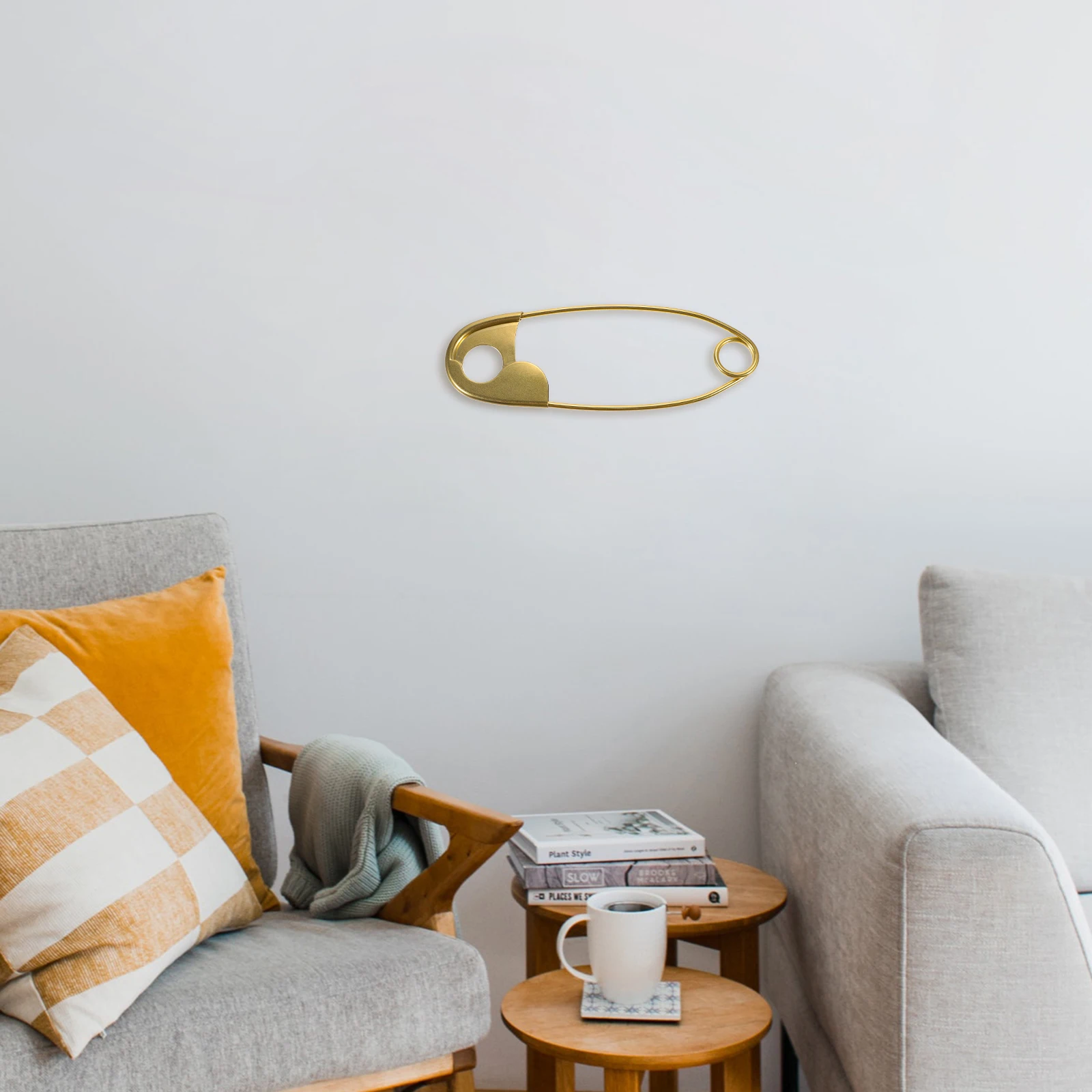 

22cm Metal Safety Pin Wall Decor Durable Zinc Alloy Large Pin Art 3D Sculpture Laundry Room Kitchen Bedroom Garden Yard