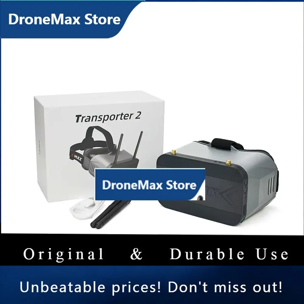 DroMaEmax Transporter 2 Goggles With Dual Antennas, 5.8GHz 4.3-Inch FPV Glasses For Tinyhawk, RC Racing Drone, High Performance