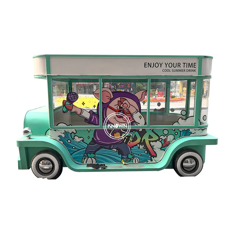 Carrello elettrico per fast food Carrello a 4 ruote Carrello per fast food Conssion Van Truck Carrello mobile per catering all'aperto