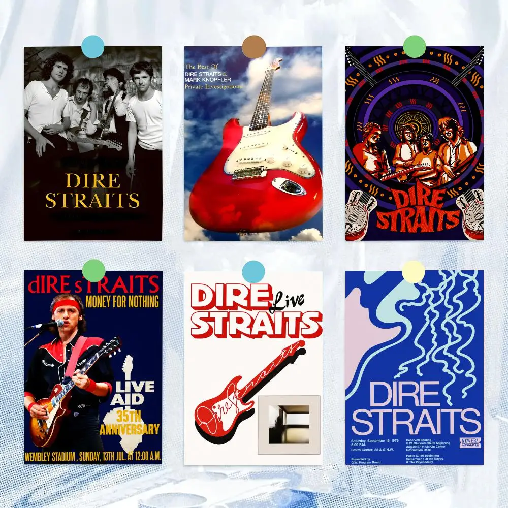 Music D-Dire Straits Classic Rock Band Retro Poster HD Wall Decor for Bedroom Living Room Dorm Bar Cafe Office Gift