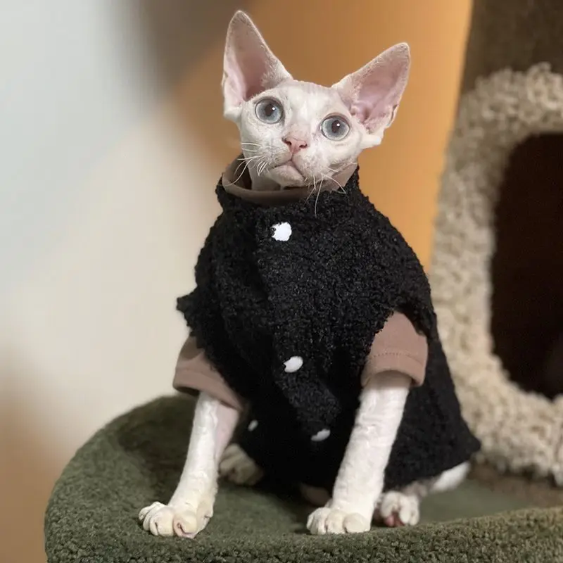 Autumn and Winter Warm Teddy Velvet Coat Hairless Cat Clothes Sphinx Devon Pets