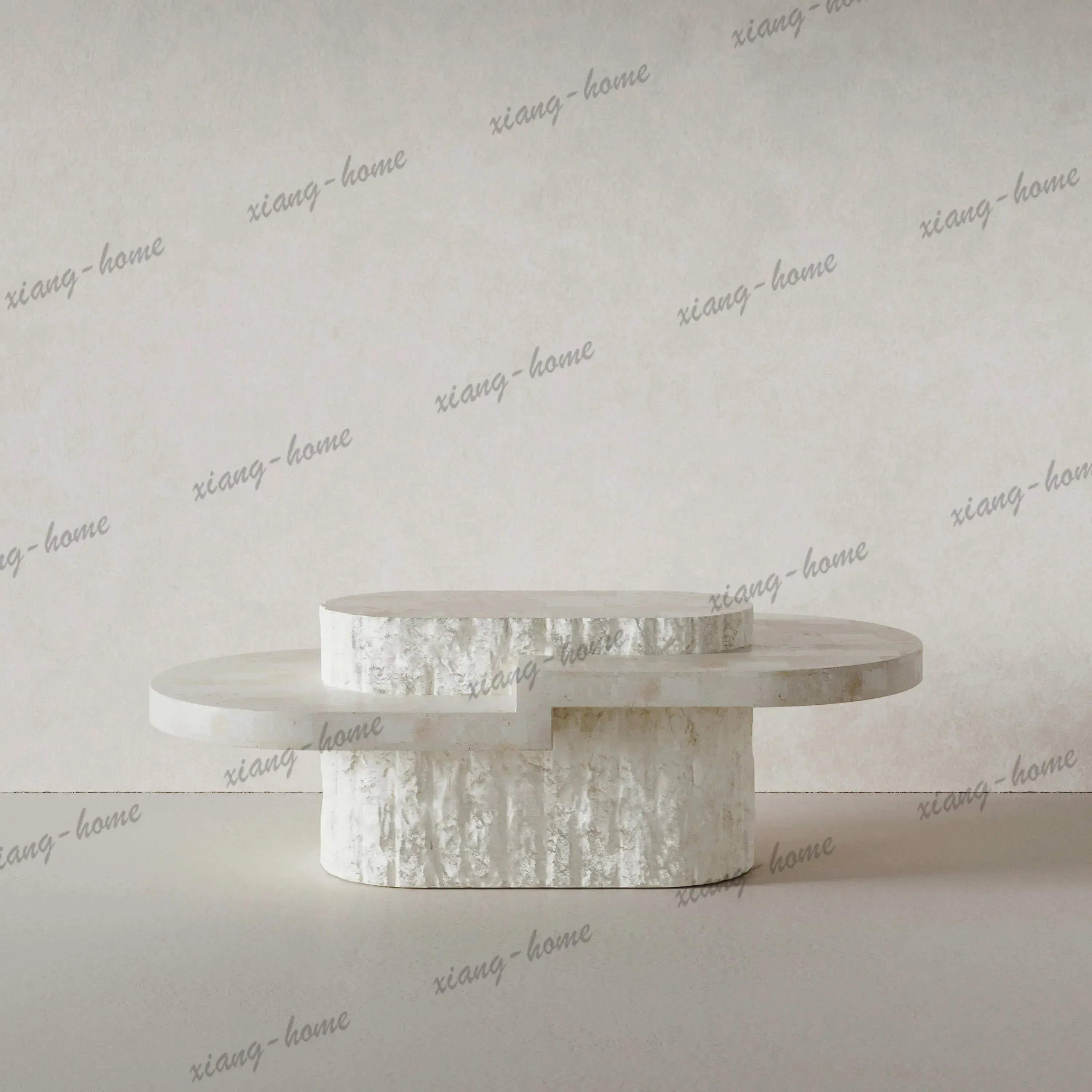 YJ  Roman Wabi Sabi Oval Table Stone Look Fiberglass Boutique Showroom Heat Scratch Resistant Artistic Shape Customi