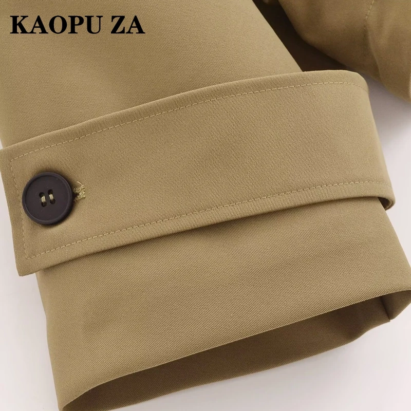 KAOPU ZA 2024 New Autumn Women's High Street Aesthetic Jacket Turn-Down Collar Casual Coat with Front Pockets