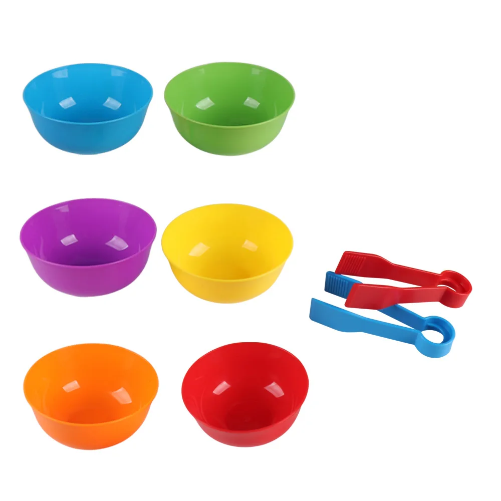 Children's Puzzle Toys Rainbow Counting Bowl Children Soft Plastic Animal Sorting Tool Matching Cups And Bowls Clip Accessories