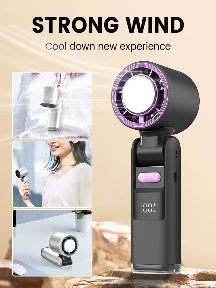 4000mAh Portable mini Fan 100 Wind Speeds Instant Cooling with Ice Mode Handheld fan USB Rechargeable electric fans Camping Fan