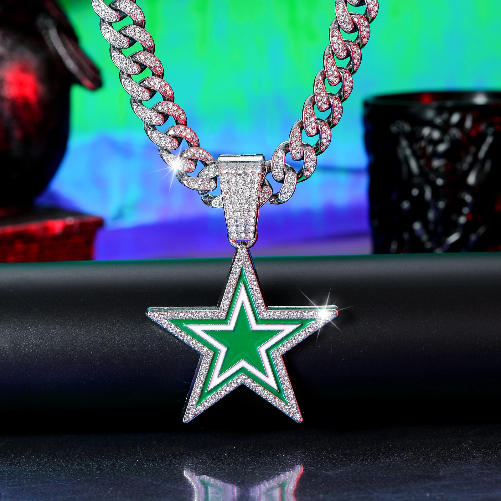 Dallas Pentagram Pendant Necklace With 20-inch Chain - Hip Hop Fashion Jewelry