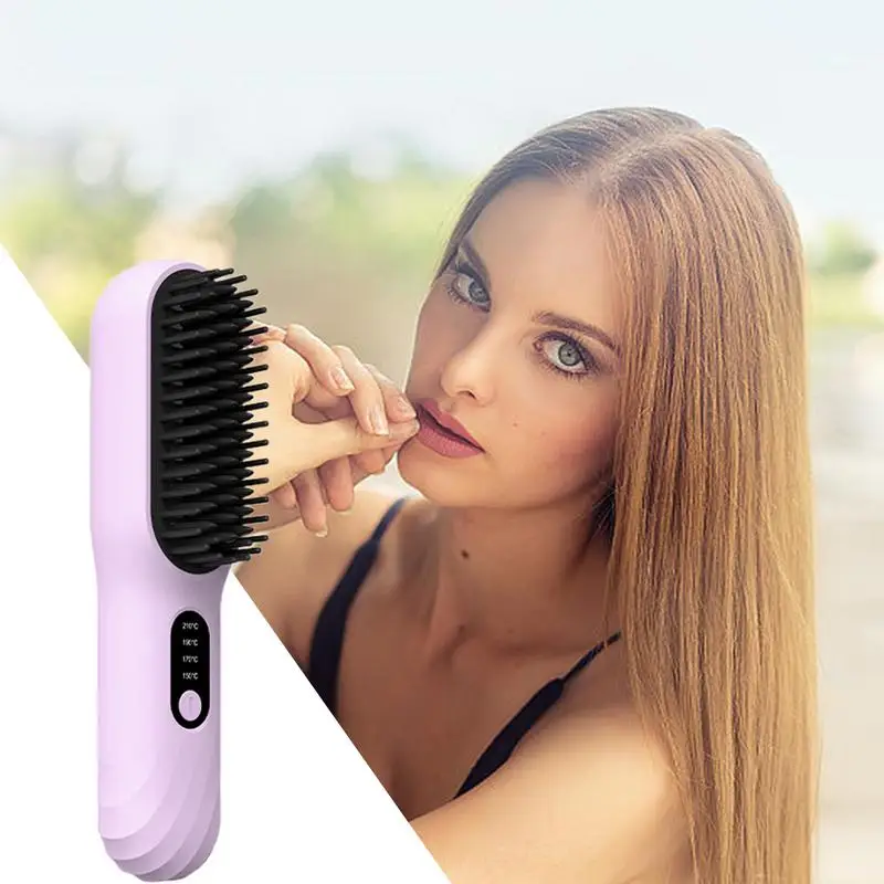 Cordless Hair Straightener Travel Wireless Hot Comb Multiple Temp Settings Hair Styling Tools Air Brush For Short Long Hair