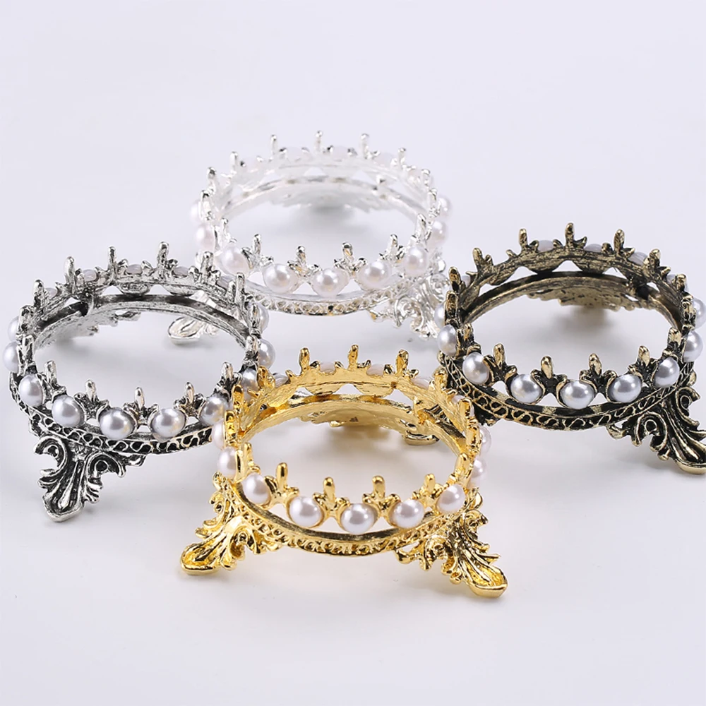 1pcs Luxury Metal Nails Stand Crown Holders Brush Rack Pearl Design Manicure Nail Pen Showing Shelf For Nail Art Tools Manicure