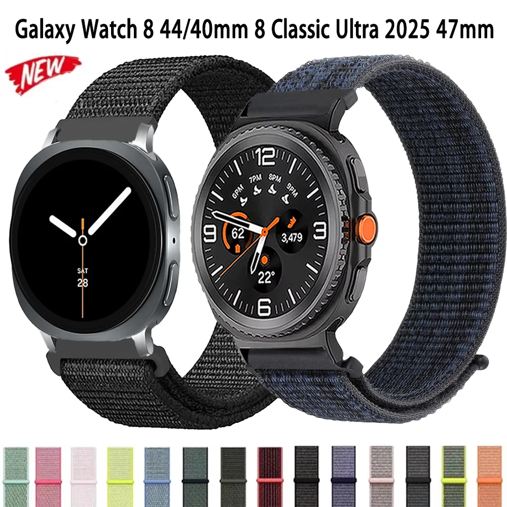 Nylon-Schlaufenarmband für Samsung Galaxy Watch 8 40 mm 44 mm 8 Classic 46 mm Armband für Galaxy Watch Ultra 2025 47 mm Correa