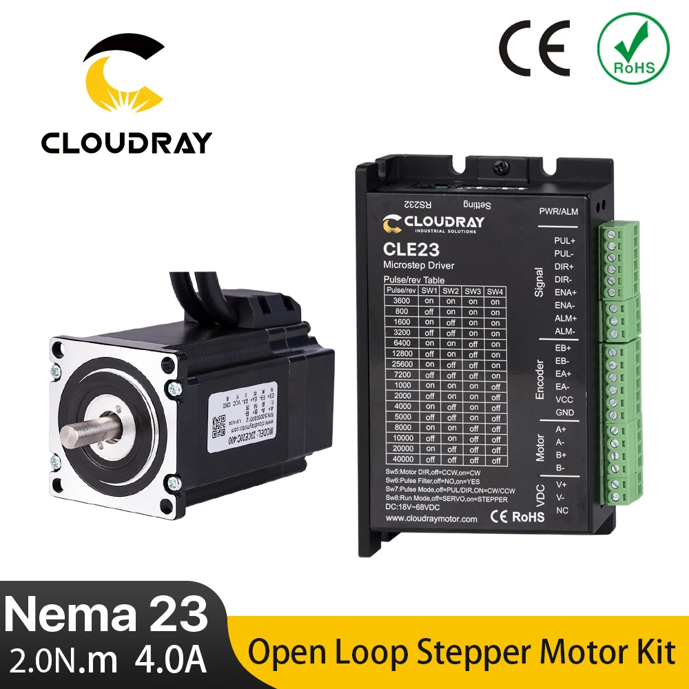 Cloudray Nema 23 Stepper Motor with Encoder 2.0N.m Closed Loop Stepper Motor Driver Easy Servo Driver with 1.5m Free cable