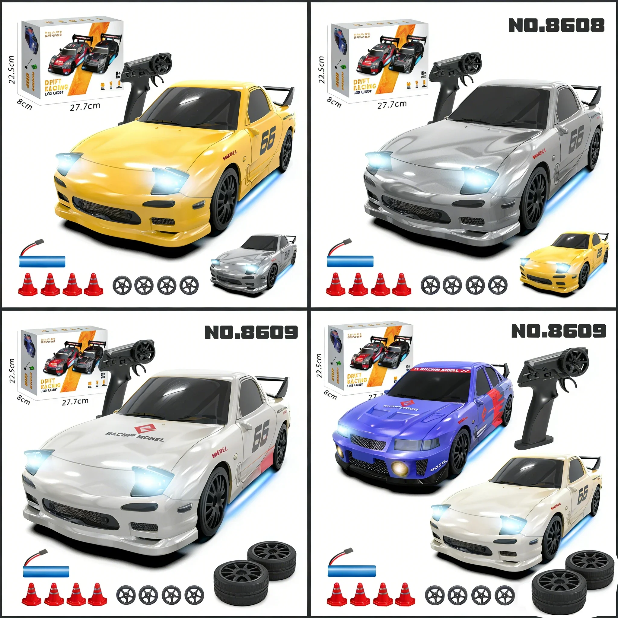 Rechargeable popular four-wheel drive professional RC remote control racing car Mazda Mitsubishi EVO drift racing turn signal view 6