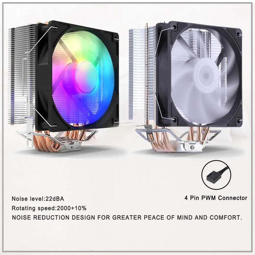 IWONGOU CPU Cooler Am4 4pin RGB 120mm Cooling Cpu Fan 4 Heatpipes Radiator Computer Cooler for Inetl Lga2011/1200/1700/1155/AMD