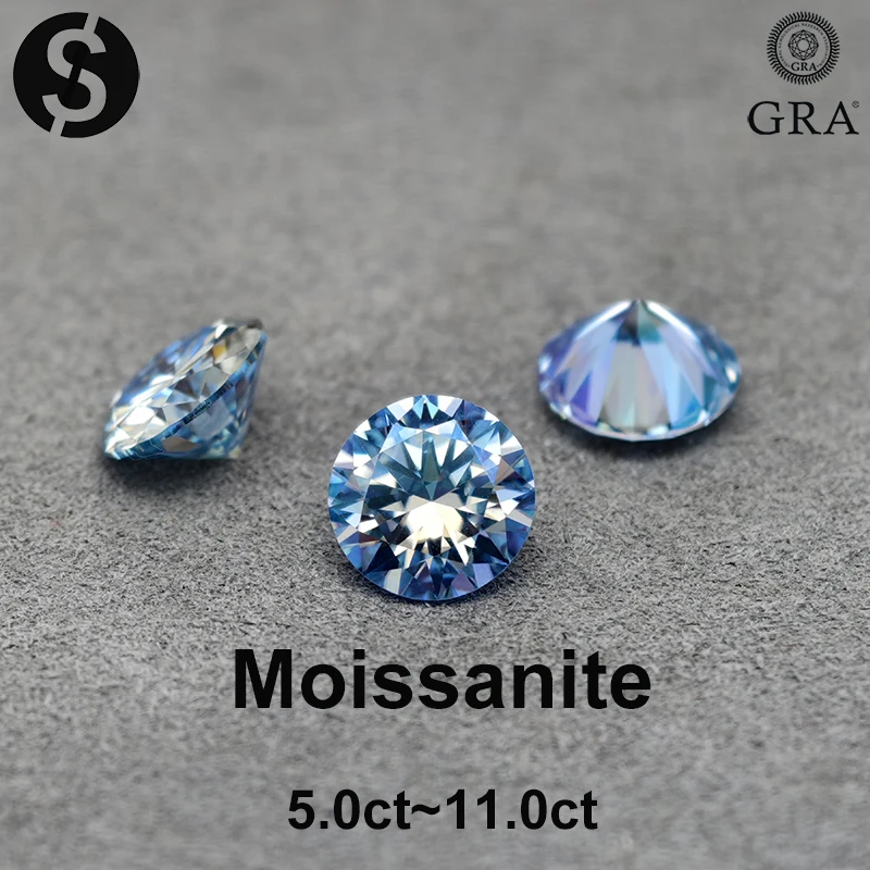 

Round Shape Ice Blue Moissanite Stone With GRA Certificate VVS1 Passed Diamond Tester for Luxury Jewelry
