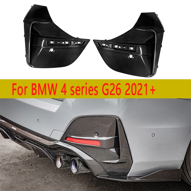 For BMW 4 Series G26 2021+ Carbon Fiber Rear Bumper Fog Light Cover Air Vent Trim Side Intake Frame Splitter diffuser body kit