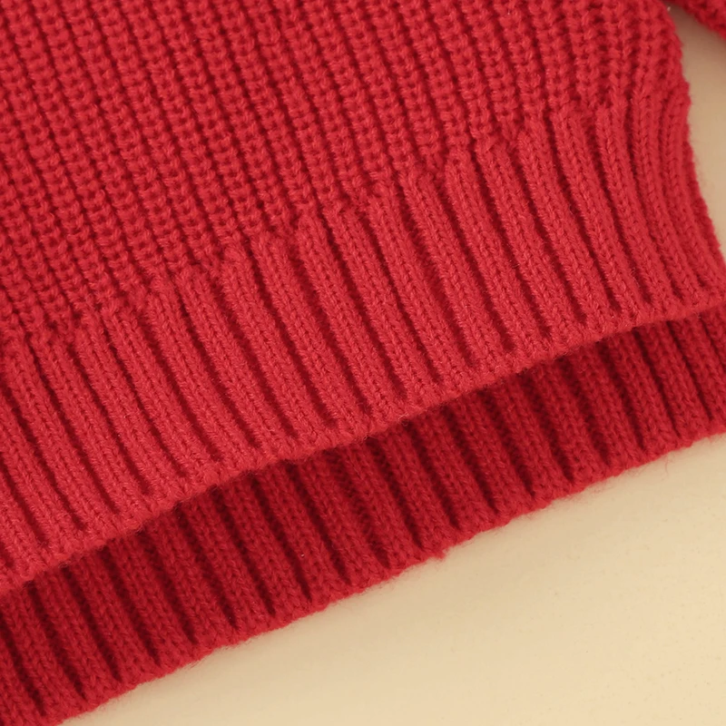 Solid Color Long Sleeve O-neck Knitted Acrylic 3-24 Months Newborn Baby Boy&Girls Red Sweaters Soft Infant Toddler Sweatershirt