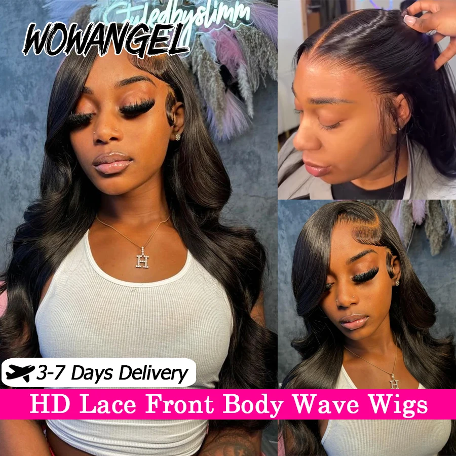 WOWANGEL Pre Cut 9x6 HD Lace Closure Straight Wigs 250% Glueless Wigs Human Hair Wear and Go Wigs Melt Skins Remy Brazilian Hair