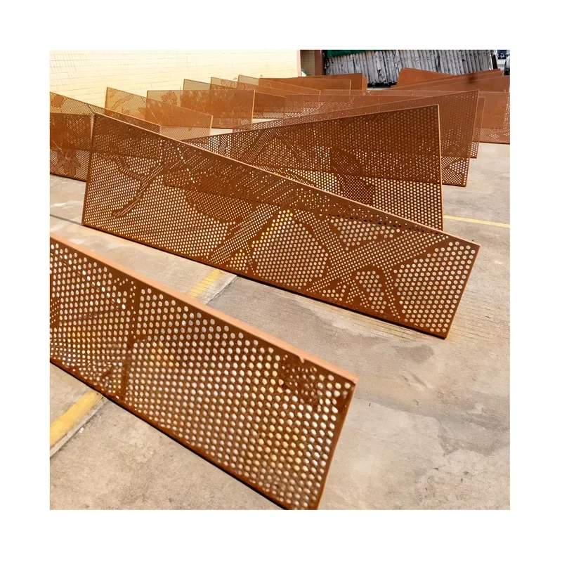 Custom Stainless Steel Cut Metal Artwork Decorative  Rusted Steel Screen Outdoor Metal Privacy Screens