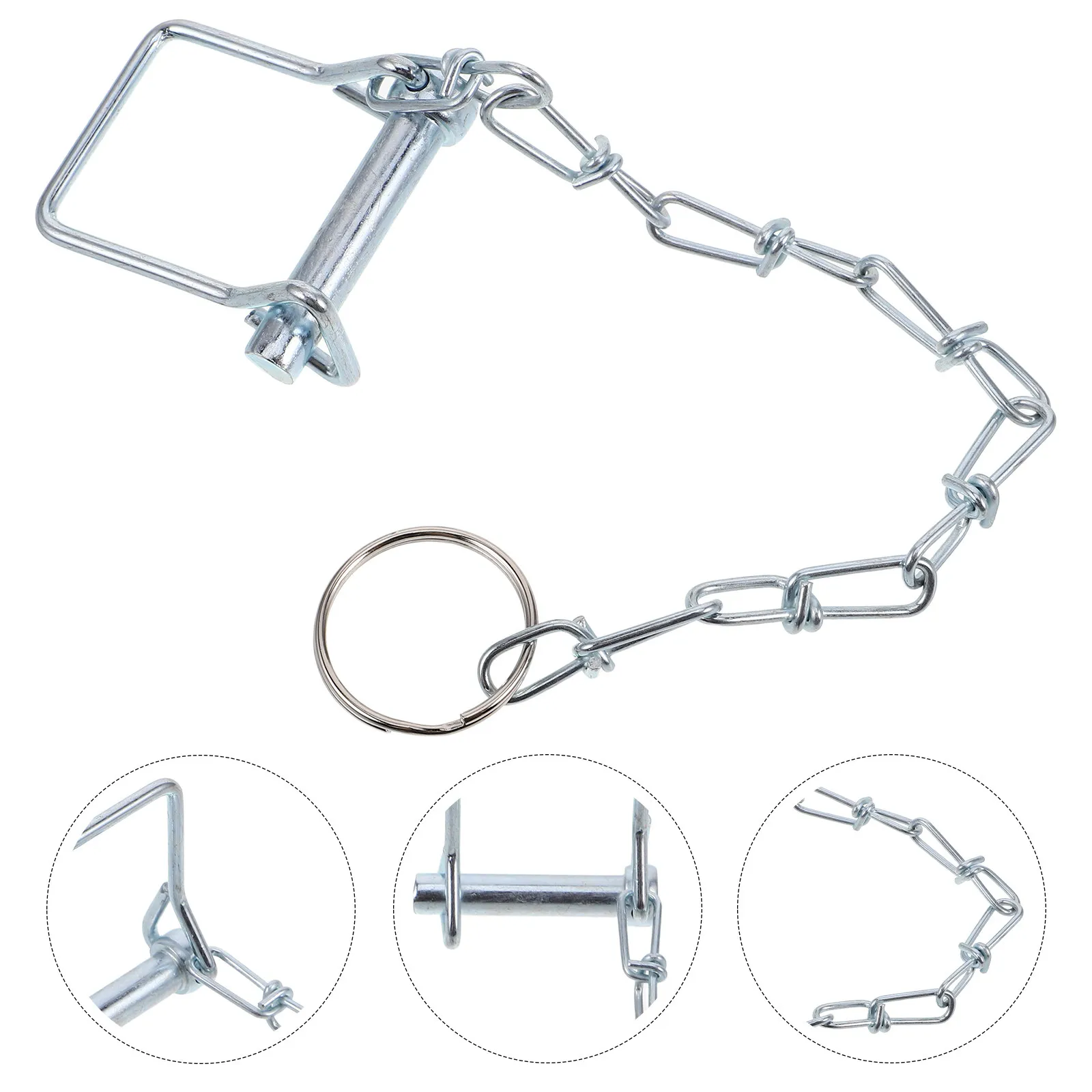 

Galvanized Steel Trailer Coupler Safety Pin with Chain Heavy Duty Wire Lock for Hitch Receiver Stabilizer Towing Safety