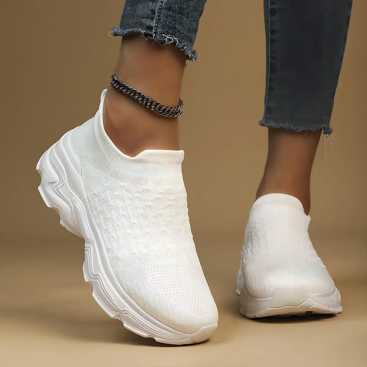 Women Breathable Sneakers Running Shoes Fitness Sports shoes Casual Sportwear Walking shoesOne pedal light socks and shoes