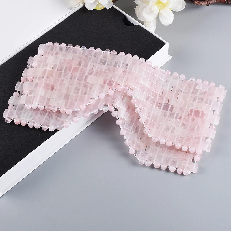 Natural Rose Quartz Eye Mask Massager Jade Relax Sleep Massage Tools Care Stone Face Cooling