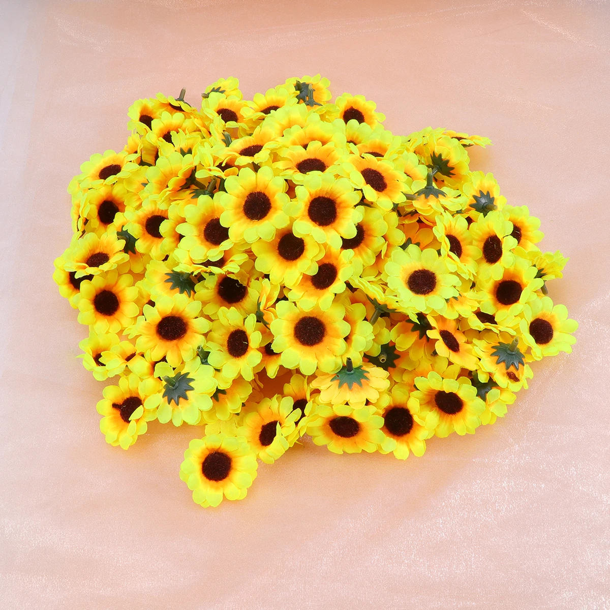 

200PCS Artificial Sunflower Heads Silk Flowers Decor Home Party Vivid Wedding Photography Props Easy Clean