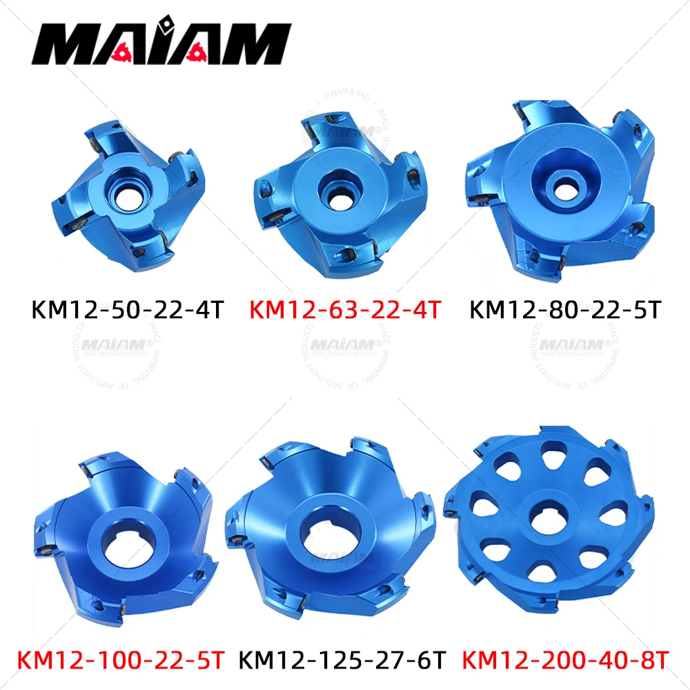 SE KM Milling Cutters Tool 45° KM12 50 22 63 27 Plane chamfering cutter head aluminum alloy milling cutter head SEHT1204 insert