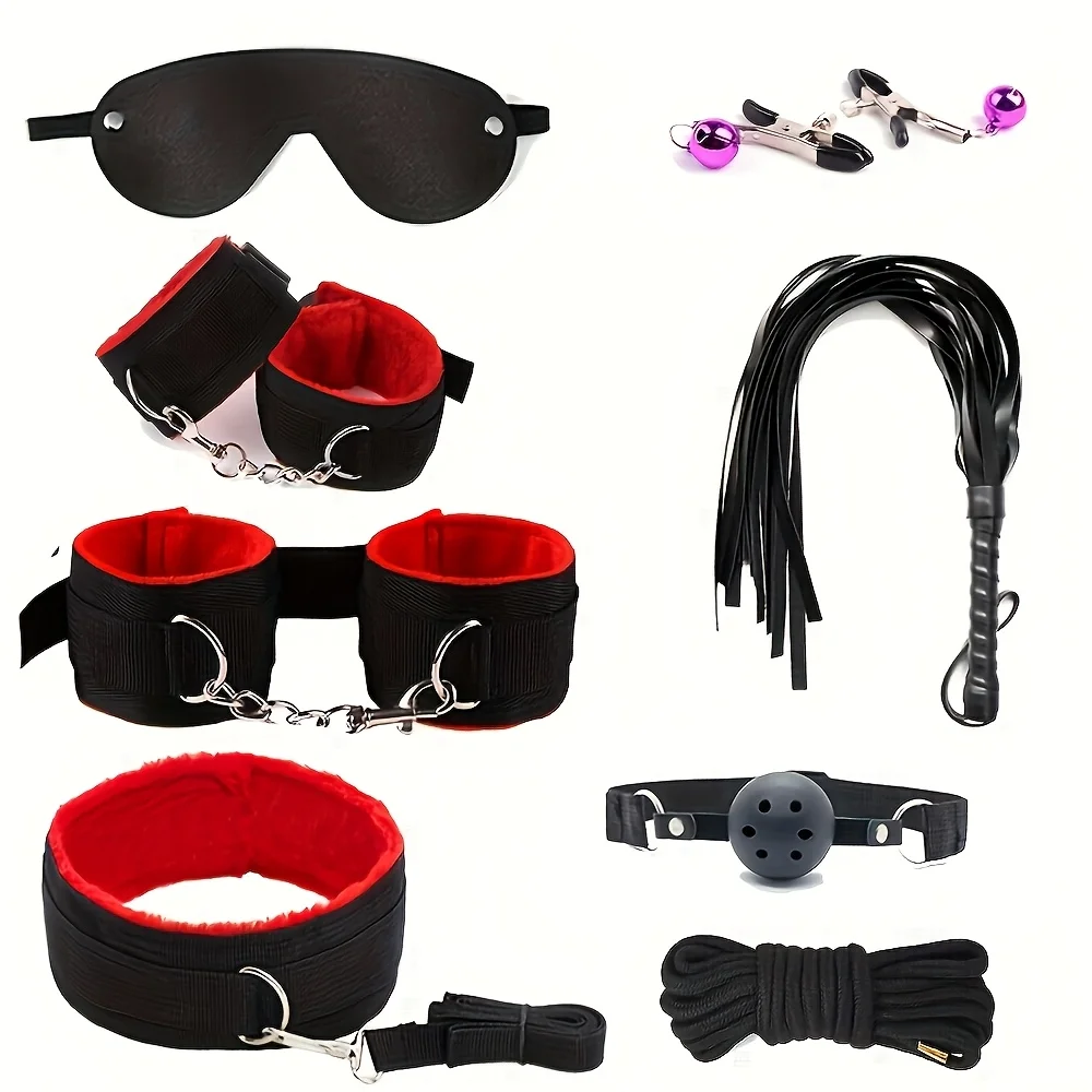 Sexual SM Bondage Set Nylon Webbing Plush Bondage Eight Setsalternative Training Toys Adult Products Valentine'S Day Gift