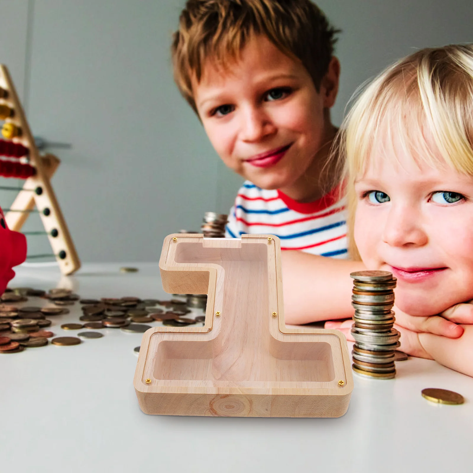 Doorzichtige houten muntbank Multifunctionele spaarpot Draagbare spaardoos Desktop spaarpot voor kinderen Woondecoratie