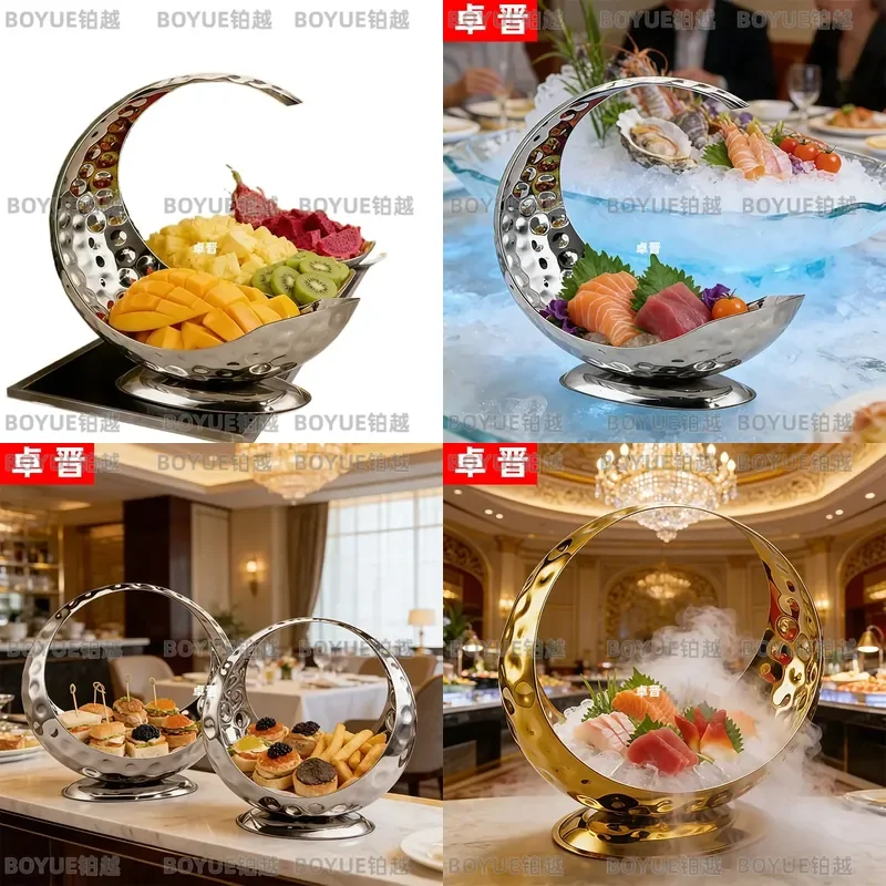 Stainless Steel Sashimi Boat Sushi Plate Fruit Platter Food Display Stand Hotel Bar Party Decoration Supplies