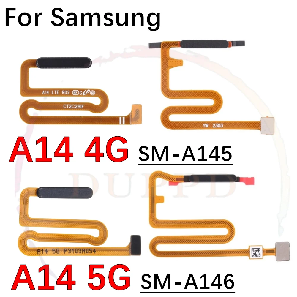 Home Button Fingerprint Sensor Flex With Power Key Button Flex Cable For Samsung A14 5G A145F A145P A146B A146P