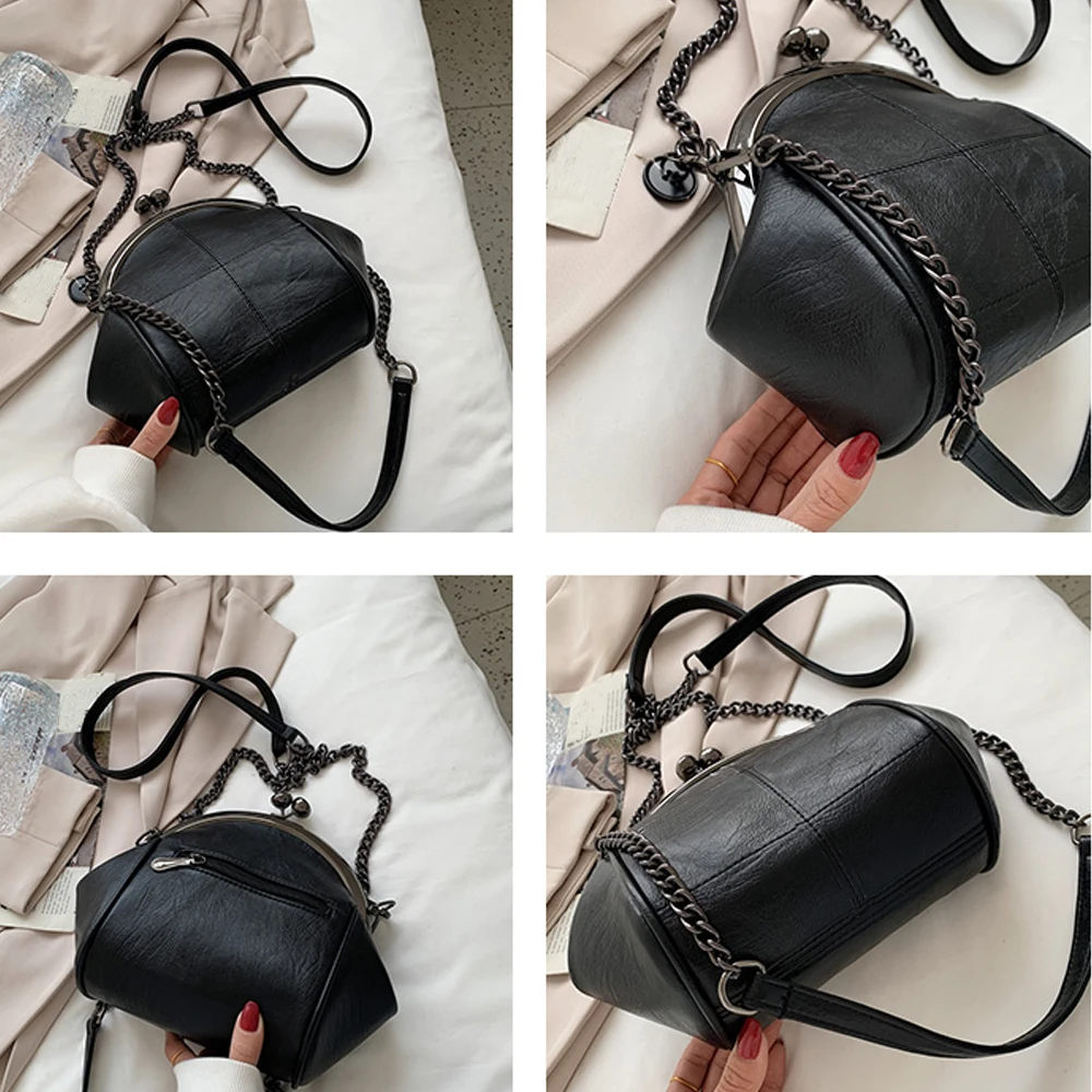 Women Fashion Shoulder Bag Tote Ladies Stylish Chains Clutch Purse Pu Leather Shopping Travel Crossbody Purse Gothic