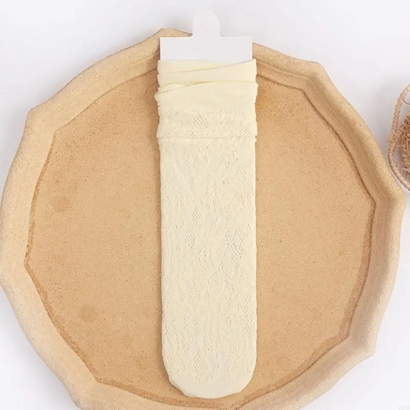 

195E милые кружевные носки в стиле Лолиты для горничной, длинные носки-трубочки, носки с кучей, чулки до колена