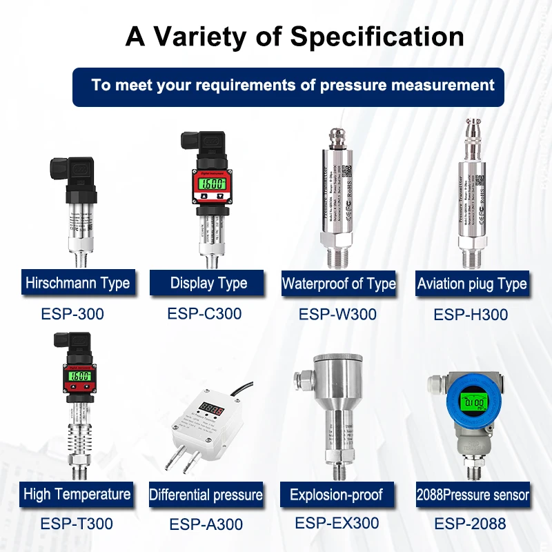 2088 LCD Display Pressure Transmitter 4-20mA RS485 Output Negative Pressure M20x1.5 Water Air Oil Liquid Pressure Sensors