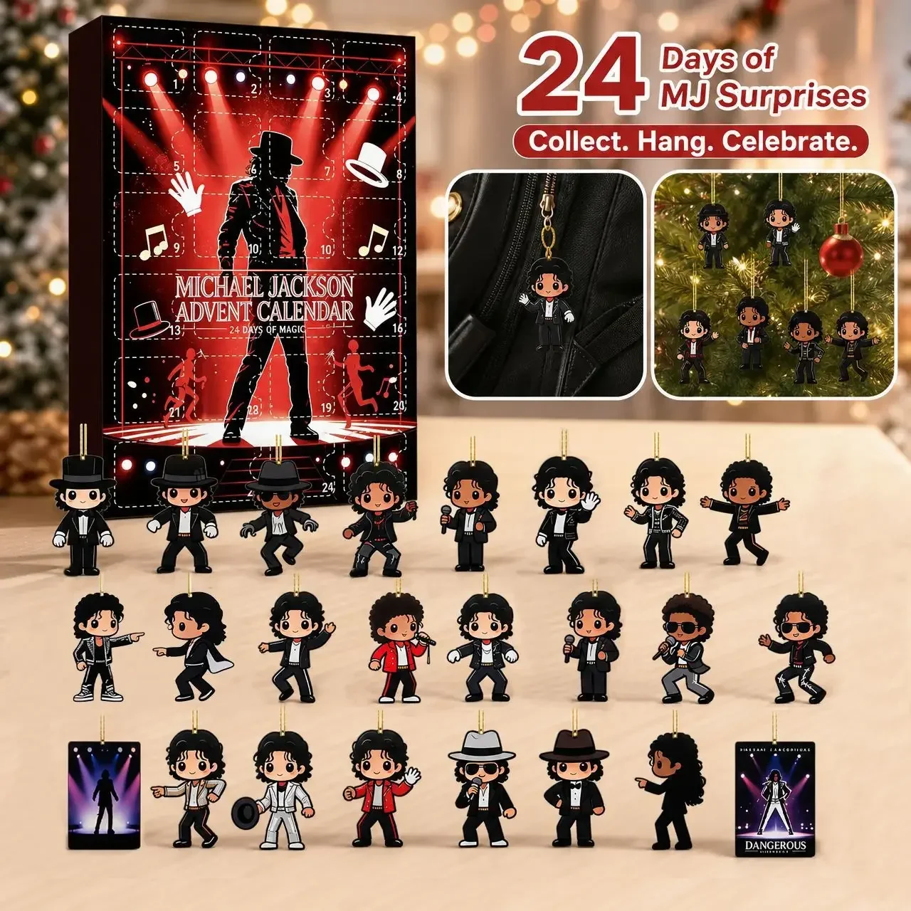 @Michael Jackson Christmas Advent Calendar Classic Stage 2D Acrylic Figurine Xmas Tree Decor Gift for Music Fans Blind box Gift