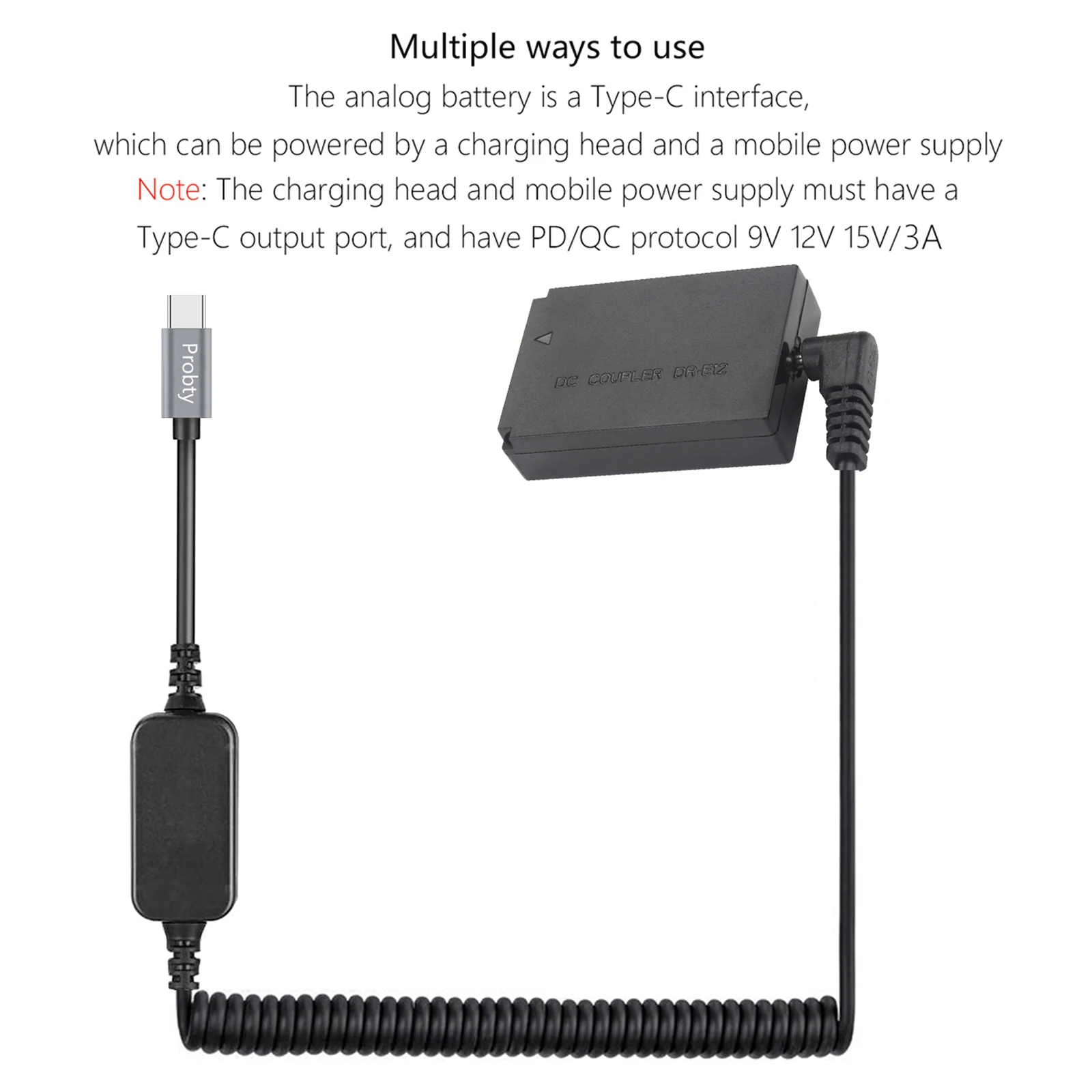 LP-E12 LPE12 ACK-E12 kabel TYPE-C USB imitacja baterii DR-E12 PD Adapter do canona EOS M2 M10 M50 M100 M200 kamery