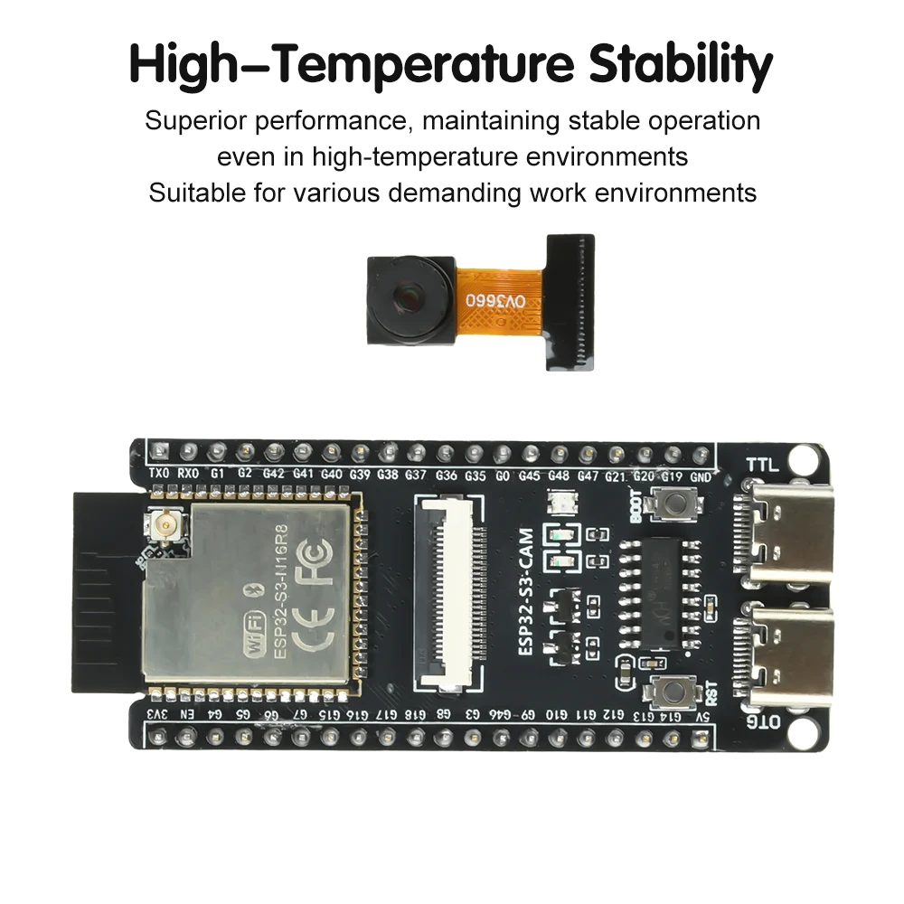 CH340 Dual Type C ESP32-S3-CAM Development Board Wifi BT Core Board With OV3660 Camera Module Onboard ESP32-S3-N16R8 Module